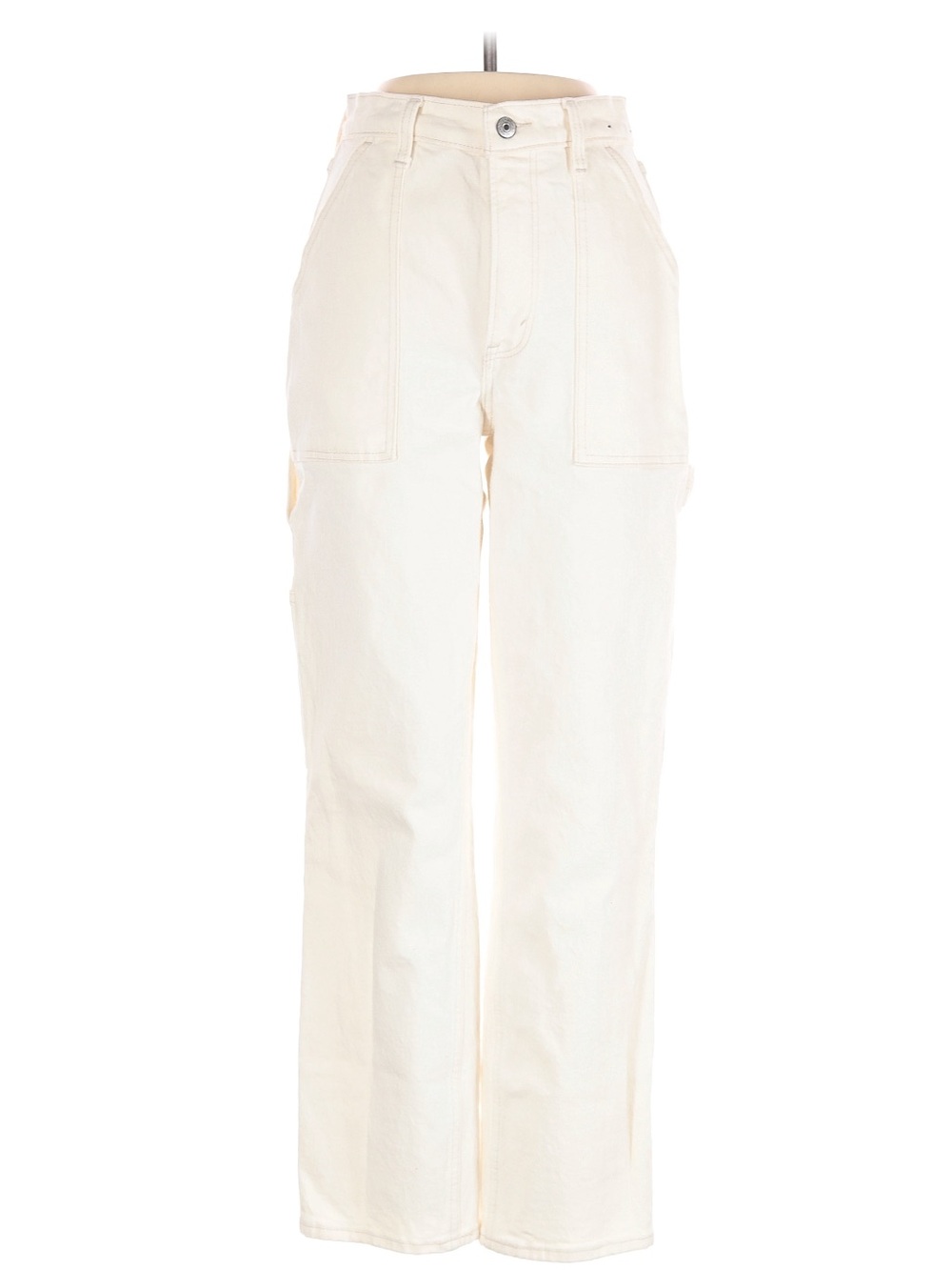Abercrombie & Fitch Creamy White Straight-Leg Ultra High Rise Carpenter Jeans